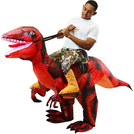 JoyX Creations Inflatable Raptor Riding a Raptor Dinosaur Deluxe Costume - Adult