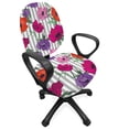 thumbnail image 1 of Floral Office Chair Slipcover, Botanical Theme Colorful Anemone Flowers Pattern Vertical Stripes Natural Art, Protective Stretch Decorative Fabric Cover, Standard Size, Multicolor, by Ambesonne, 1 of 5