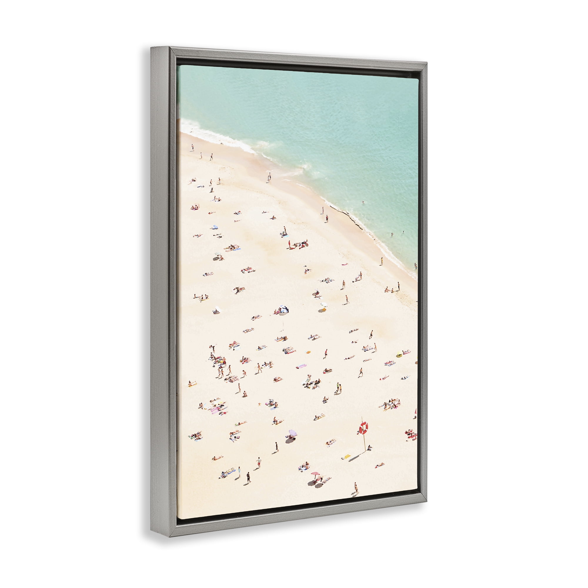 Stupell Industries Summer Beachgoer Crowd Nautical & Beach Photography Gray Floater Framed Canvas Art Print Wall Art, 17 x 25