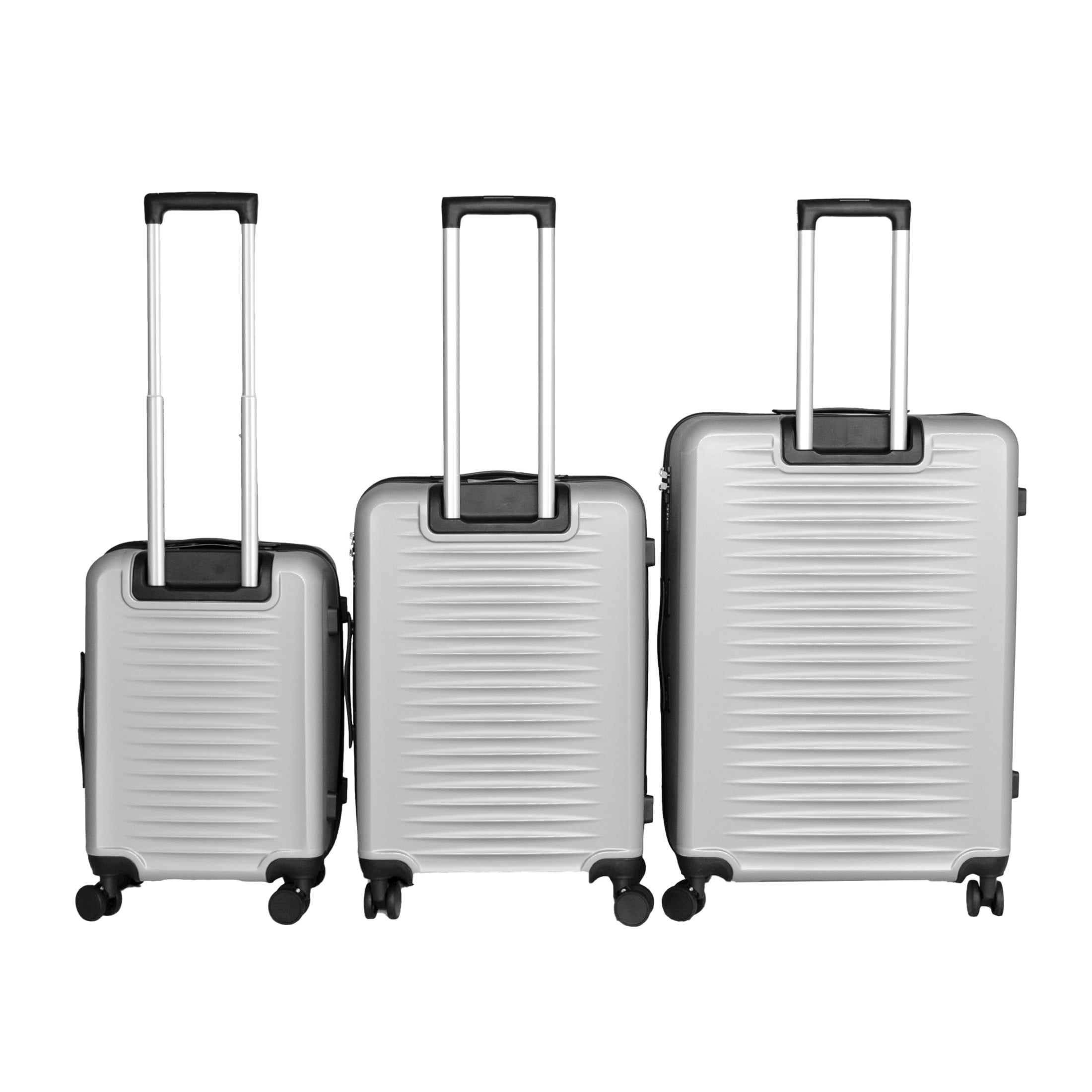 Noble House 3-Piece 20"/24"/28" Hard Shell Spinner Luggage Set, Lightweight Suitcases with Combination Locks, Silver