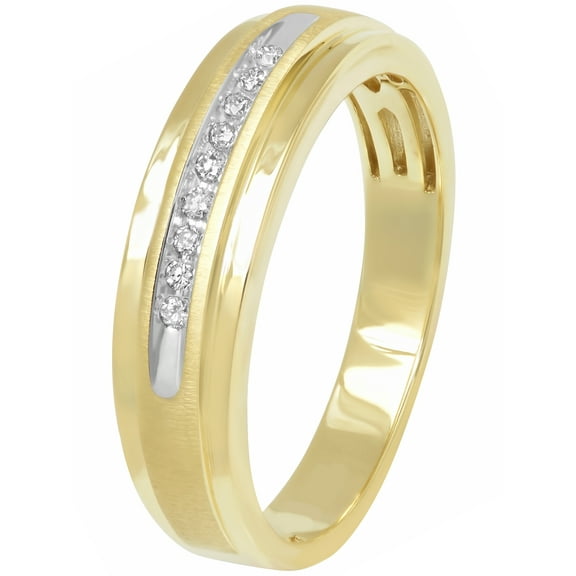 Brilliance Fine Jewelry Men's 10K Yellow Gold Diamond Accent Gents Ring - Size 10