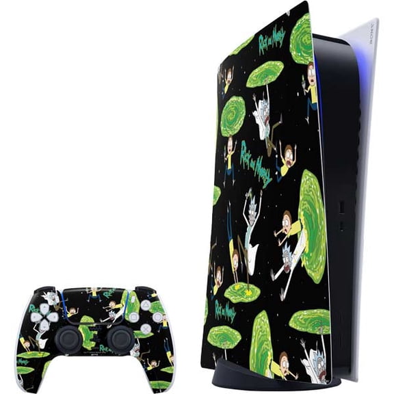 Skinit Adult Swim Rick and Morty Portal Pattern PS5 Digital Edition Bundle Skin