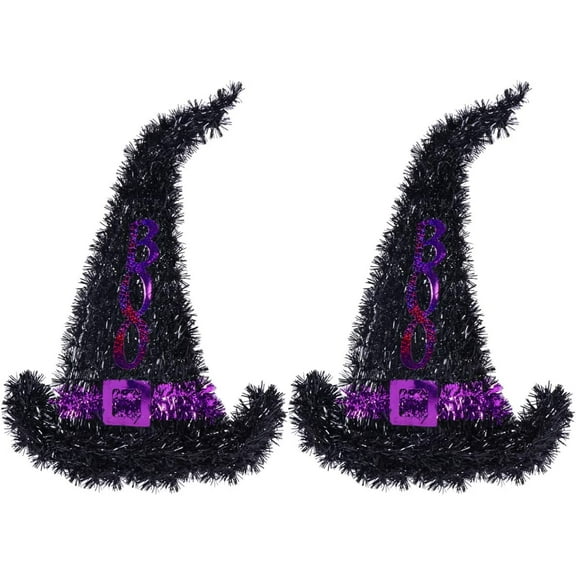 WRISTBIQUE Hanging Witch Hat Decoration Tinsel Plastic Wall Decoration All Ages 2Pack