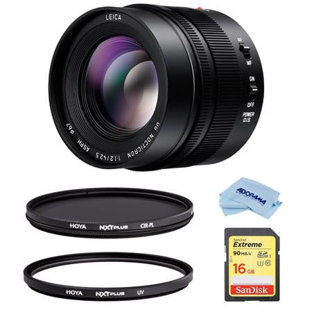 UPC: 0192223112063 | Lumix G Leica DG Nocticron 42.5mm f/1.2 Aspherical Lens for Micro Four Thirds  Bundle with Hoya 67mm UV+CPL Filter Kit  32GB SDHC Card  Cleaning Cloth