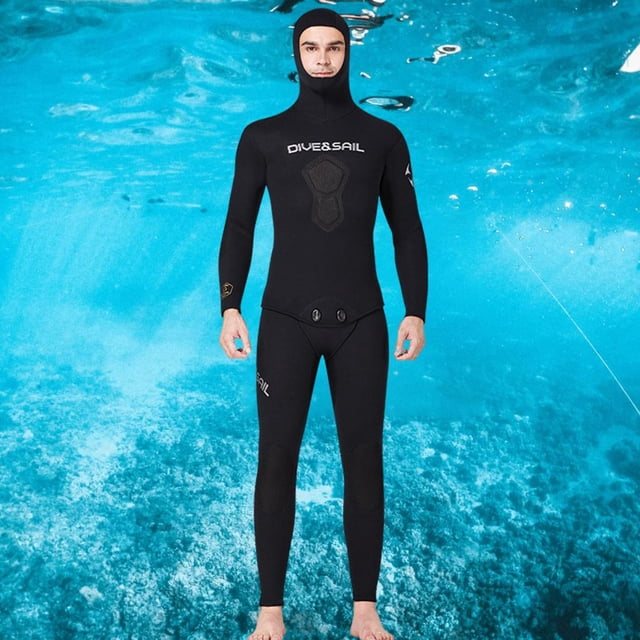 Adultos Hombres s de neopreno de 7 mm húmedo de manga larga Sumergible Deporte acuático de buceo cálido para buceo con esnórquel - negro L Negro Talla L shamjiam Trajes de Neopreno