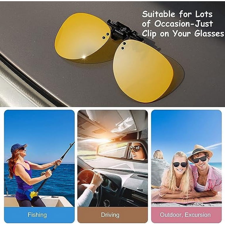 Polarized Clip on Flip up Plastic Sunglasses Driving Fishing  display picture 2