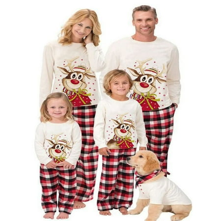 

Mioliknya Christmas Family Deer Pajamas Xmas Pjs Holiday Sleepwears for The Dog Baby Kids Teens and Adults