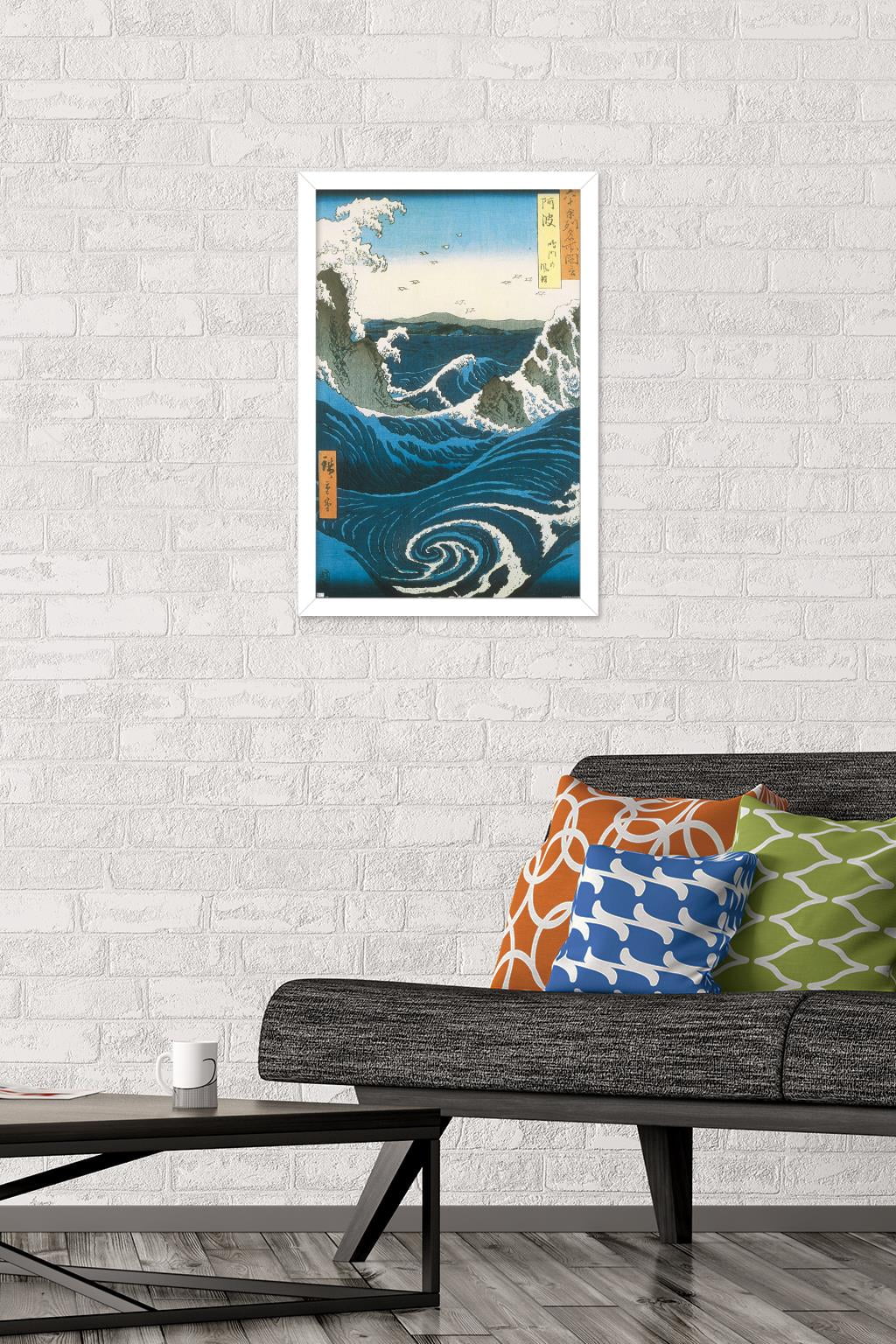Utagawa Hiroshige - Naruto Whirlpool, Awa Province Wall Poster, 14.725" x 22.375" Framed