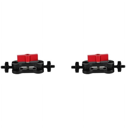 Image of 2X Aluminum Alloy Multi-Function Dual Ball Head Hot Shoe 1/4 Inch Tripod Arm Mount Adapter Red
