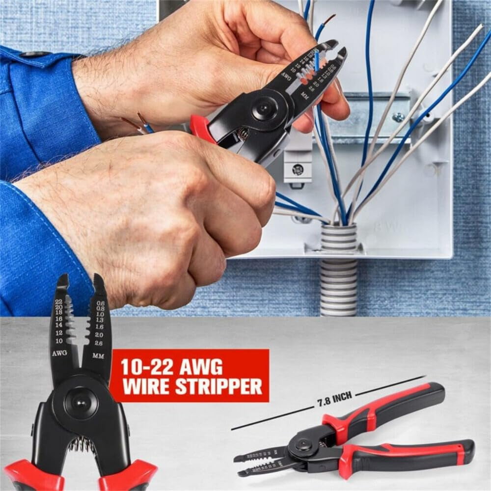 5 In 1 Plier Tool Set, Combination Interchangeable Pliers Kit With Cable Cutters, Wire Stripper, Scissor, Crimping Plier Multipurpose Combination 8 Inch Pliers Electrician Specific Tools
