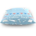 thumbnail image 4 of US Labor Day Celebration Velvet Plush Throw Pillow Cushion Case Cover - 20" x 20" - Invisible Zipper Home Decor Floral for Couch Sofa No Pillow Insert, 4 of 5