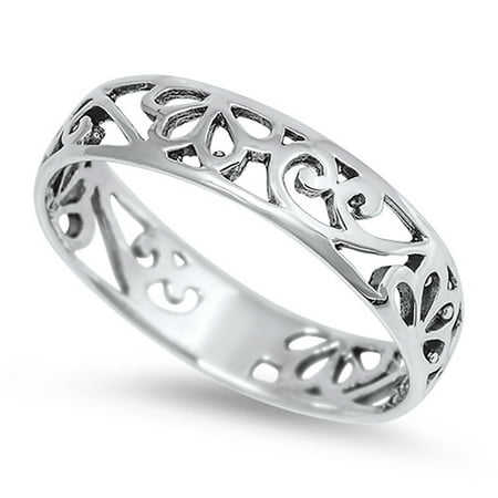 ring filigree silver sterling cute cutout band