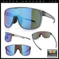 thumbnail image 2 of Classic Oversized Mens Shield Sport Plastic Minimal Color Mirror Lens Sunglasses Slate - Blue Mirror, 2 of 7