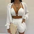 thumbnail image 2 of Birdeem Ensemble d'Été Trois Pièces pour Femmes Chemise à Manches Lanterne Imprimée et Short Aguichant avec Bretelles Mode Décontractée, 2 of 6