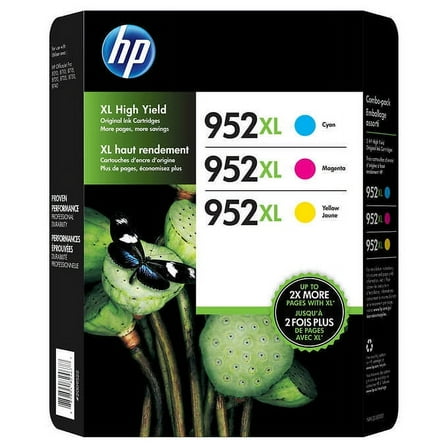 952XL High Yield C/Y/M Ink Cartridges , 3PK , N9K30BN