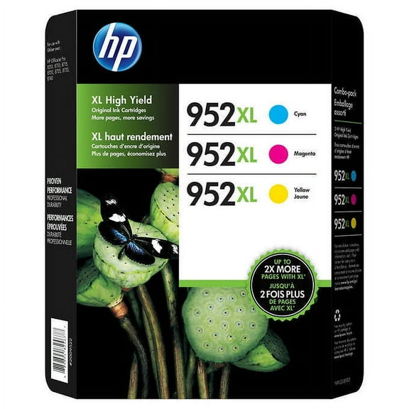 952XL High Yield C/Y/M Ink Cartridges , 3PK , N9K30BN