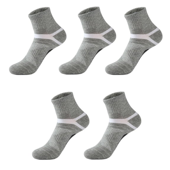 Men Ankle Athletic Socks Sweat Absorbent Breathable Arch Cushioning Running Basketball Socks 8-13 (5 Pairs) Grey, One Size