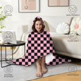 thumbnail image 4 of Wearable Blanket,Black and Pink Checkerboard Pattern Hooded Wearable Flannel Blanket for Adults & Teens,Winter Poncho Shawl Wrap Cape Cozy Anti-Pill,50"x60", 4 of 5
