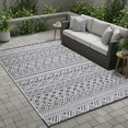 thumbnail image 5 of LUOVEN 5x8 Outdoor Rug Waterproof Reversible Plastic Straw Carpet for Patio, Deck, RV, Camping, Porch, Backyard, Boho Grey, 5 of 8