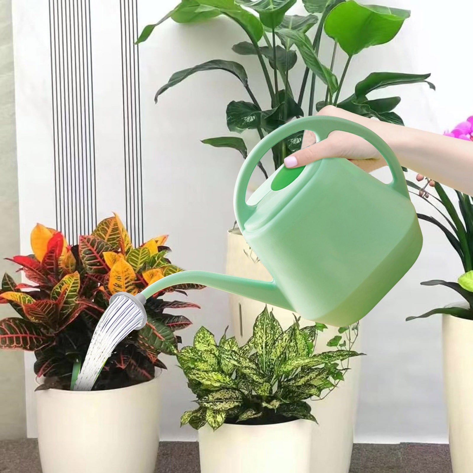 Musatteng 2-in-1 Detachable Shower & Watering Can System - 1 Gallon ABS Set with 5 Spray Modes, for Indoor/Outdoor Use (Floral Design)