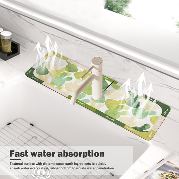 Almohadilla absorbente Alfombrilla antideslizante de goma de poliéster Utensilios de cocina para el hogar (verde)
