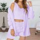 thumbnail image 2 of Conjunto de pijama de 3 piezas para mujer: abrigo con capucha de franela, chaleco y pantalones cortos, ropa de dormir suave y cálida, tallas S-XXXL, ropa de estar por casa para invierno, 2 of 4