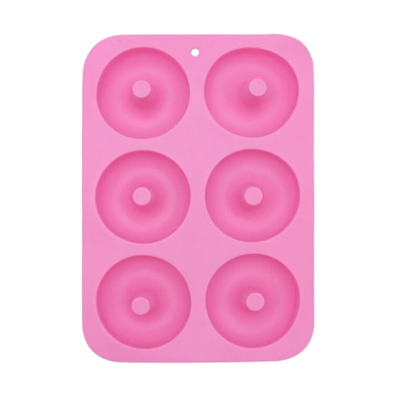 Clearance Under $3, 1 Pack Silicone Donut Pan, 6-Cavity Non-Stick Baking Mold, Food-Grade Silicone Donut Maker for Cakes and Bagels, Dishwasher Safe, One Size(Hot Pink)