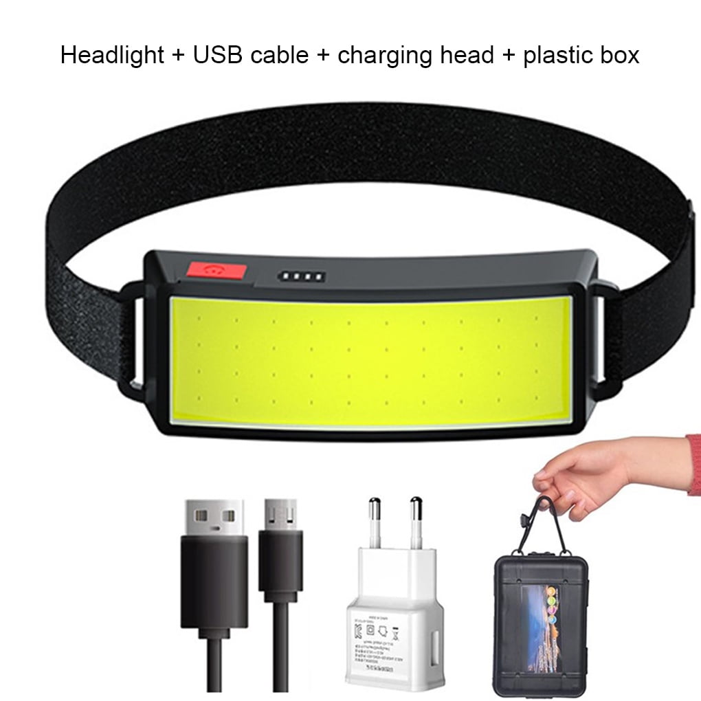 5pc COB+LED Headlamp Headlight Torch Flashlight Work Light USB Rechargeable Lamp 