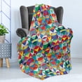 thumbnail image 4 of Colorful Soft Flannel Fleece Blanket, Horizontally Aligned Composition of Chevron Triangles Vibrant Colors Native Design, Cozy Plush for Indoor and Outdoor Use, 60" x 80", Multicolor, by Ambesonne, 4 of 5