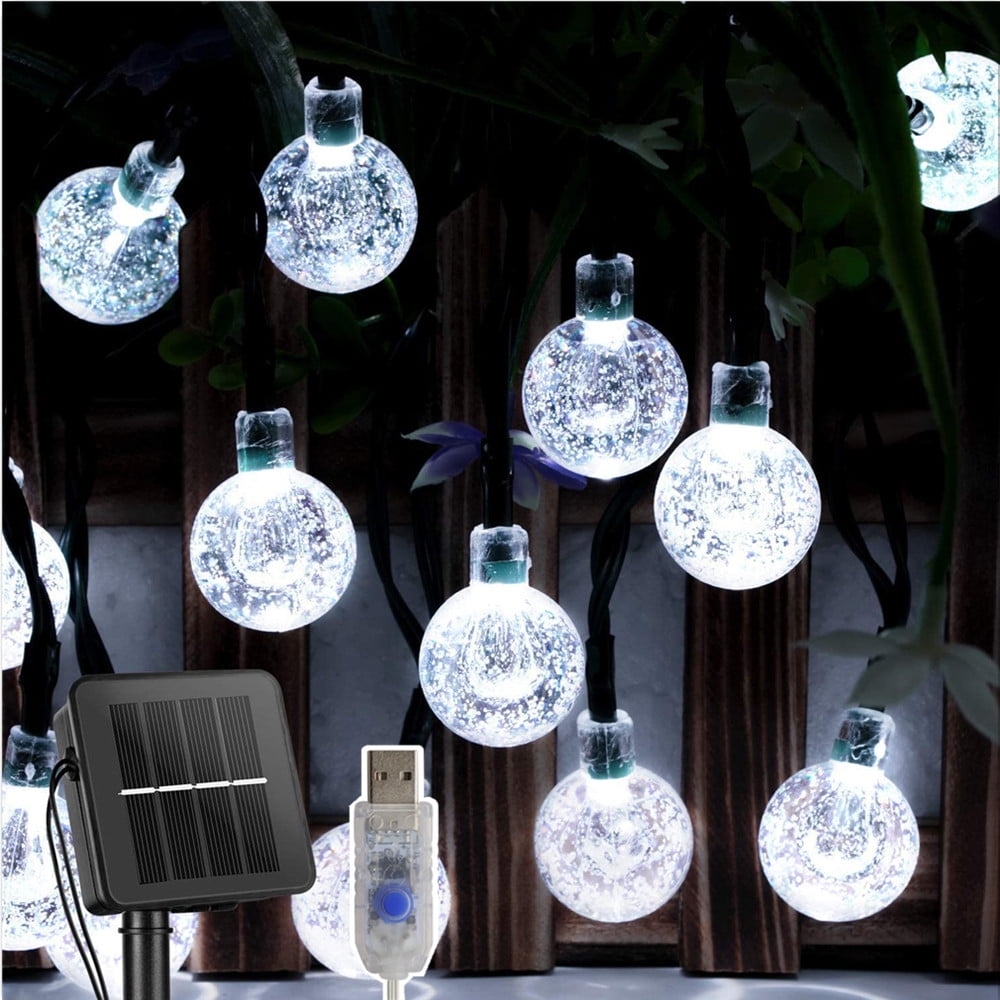 YEOLEH Solar String Lights Outdoor 60 Led 35.6 Feet, Crystal Globe