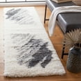 thumbnail image 2 of SAFAVIEH Fontana Shag Darwin Abstract Plush Runner Rug, Grey/Ivory, 2'3" x 8', 2 of 8
