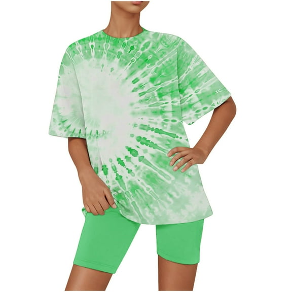 MuZeFu Pajamas for Women Set 2 Piece Women's Solid Short Sleeve Lettuce Trim Top Shorts 2 Piece Outfits Pajama Set