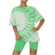 thumbnail image 1 of Conjunto de Pijama de las Mujeres de Manga Corta Sólida de Lechuga Y Pantalones Cortos de 2 Piezas de Poliéster, Pijama Suelto Casual para el Verano, 1 of 6