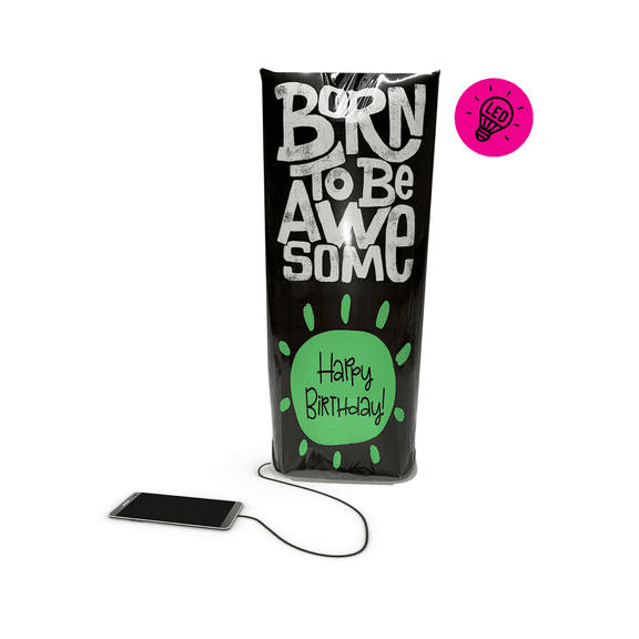 Pump Up Your Greetings! 22in Birthday Pop Up Greeting Card Balloon LED, Android Powered (Black)