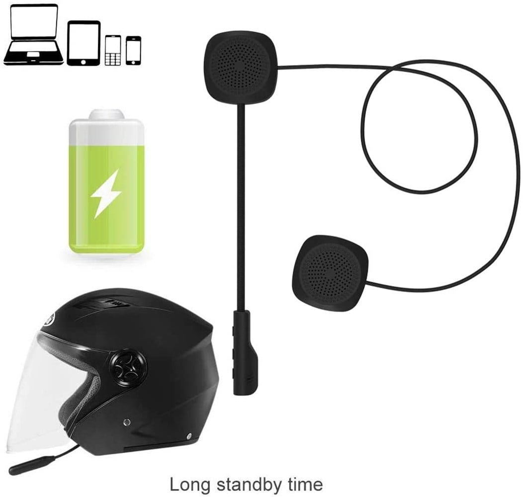 IP65 Waterproof Headset with Microphone 160H Working Time Headphone with Flashing Lighting Noise Reduction Erivis Motorcycle Helmet Bluetooth Headset 