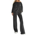 thumbnail image 5 of BiZtdJrK Velour Jogging Suit for Women Long Sleeve Off Shoulder Tops and Drawstring Sweatpants Outfit 2 Piece Workout Sets, Black, M, 5 of 10