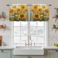 thumbnail image 2 of Sunflower Tier Curtains, Botanical Summer Floral Watercolor Light Filtering Kitchen Curtains, 2Pcs Rod Pocket Half Window Treatments Panels for Sink Cafe Cabinet Camper 27.5x24 Inches, 2 of 9