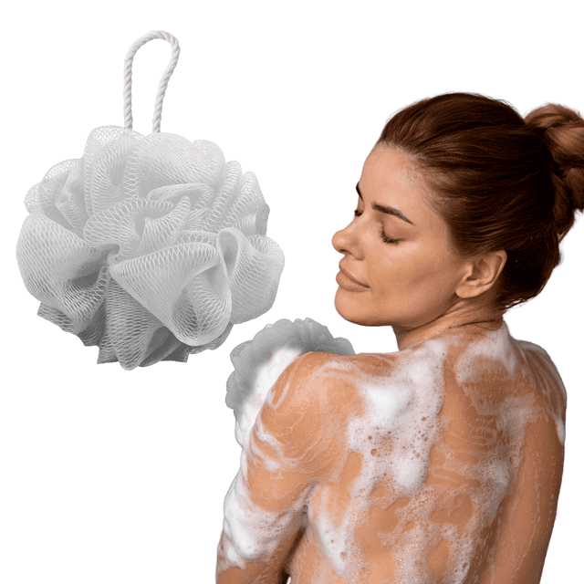 Esponja de baño Loofah de 60g borla exfoliante corporal Blanco