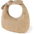 thumbnail image 3 of NANAHuang Straw Purses for Women Bow-Knot Straw Woven Clutch Bag Vacation Style Crescent Handbag Hobo Purse for Beach Travel, 3 of 6