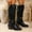 Black, variant on NTACZA Black Womans Boots Wide Calf Business Casual Knee-High Dress Buckles Block Heel Boots Woman Shoes 36