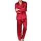thumbnail image 1 of Txlixc Traje de pijama de seda de 2 piezas, chaqueta de manga larga con solapa masculina + pantalones Txlixc  moda, 1 of 8