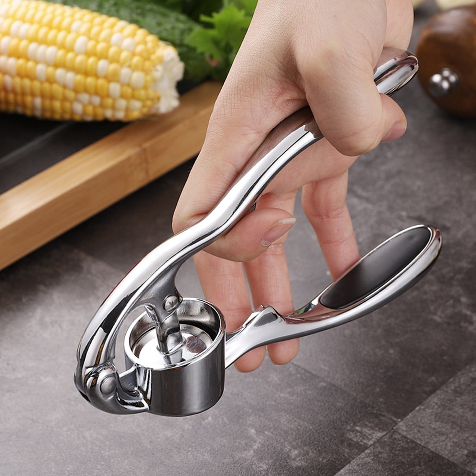 Stainless steel manual garlic press crusher squeezer masher home kitchen tool HK 
