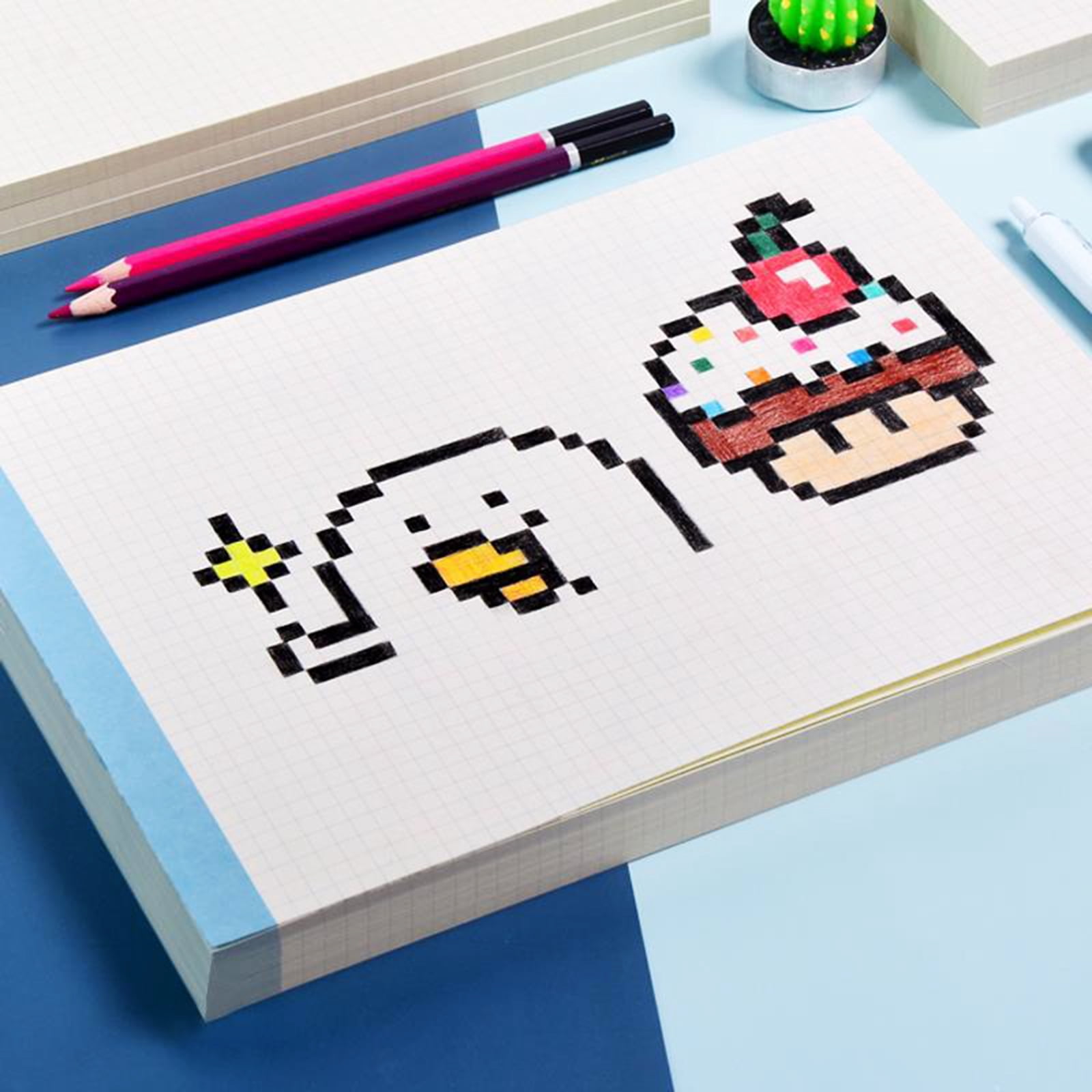Thick Grid Sketchpads Graph Paper Pad Smooth Writing, Tear off Sheets for Architect Mathematician