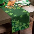 thumbnail image 4 of Shamrock Table Runner 120 Inches Long St. Patricks Day Lucky Shamrocks Green Vintage Wood Grain Rustic Table Runner Dresser Scarves for Dinner Parties Washable Cotton Linen Table Runners 13" x 120", 4 of 6