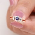 thumbnail image 3 of Rosec Jewels Nature Inspired Engagement Ring for Women, Blue Sapphire and Moissanite Ring, 10K Rose Gold, US 12.50, 3 of 8