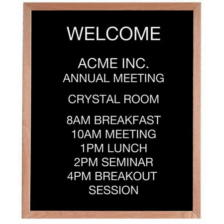 Aarco AOFD1218. Framed Letter Board Message Center. Frame is Oak