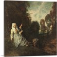 thumbnail image 1 of ARTCANVAS Evening Landscape With Spinner 1715 Canvas Art Print by Jean-Antoine Watteau - Size: 18" x 18" (0.75" Deep), 1 of 9