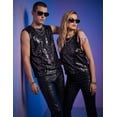 thumbnail image 6 of Men's Sequin Tank Top Sparkly Glitter Sleeveless Shirt Crew Neck Shiny Metallic Vest for Music Festival, Disco Party, Stage Performance Black 2XL, 6 of 7