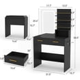 thumbnail image 2 of M optimized Vanity Desk with Mirror and Lights, Makeup Vanity with 2 Drawers & Open Storage Shelves, Cabinet, 3 Lighting Modes Adjustable Brightness, Bedroom Dressing Table, 2 of 8