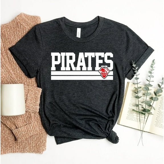 Pirates T-shirt Skull And Bones Shirt Skeleton Tee Boating Cruise Pirate Party Gift Women's Shirts Mom Gifts Mascot Back To School Sports For Coach